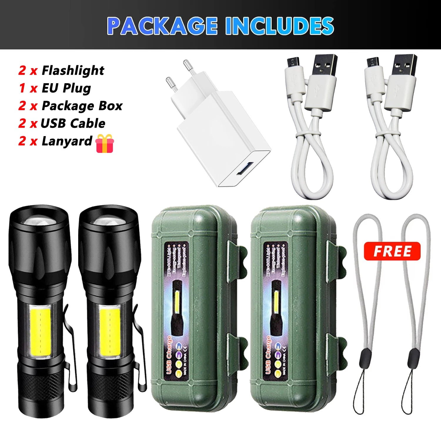 2000LM Tactical LED Flashlight with USB Charging & Power Bank | Big A Store