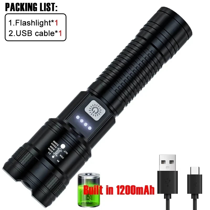 2000LM Tactical LED Flashlight with USB Charging & Power Bank | Big A Store