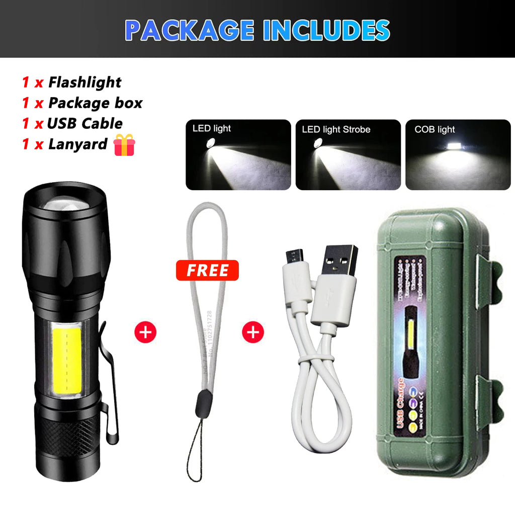 2000LM Tactical LED Flashlight with USB Charging & Power Bank | Big A Store