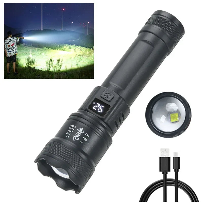 2000LM Tactical LED Flashlight with USB Charging & Power Bank | Big A Store