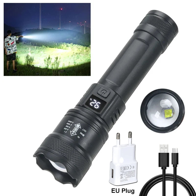 2000LM Tactical LED Flashlight with USB Charging & Power Bank | Big A Store