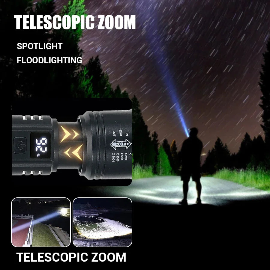 2000LM Tactical LED Flashlight with USB Charging & Power Bank | Big A Store