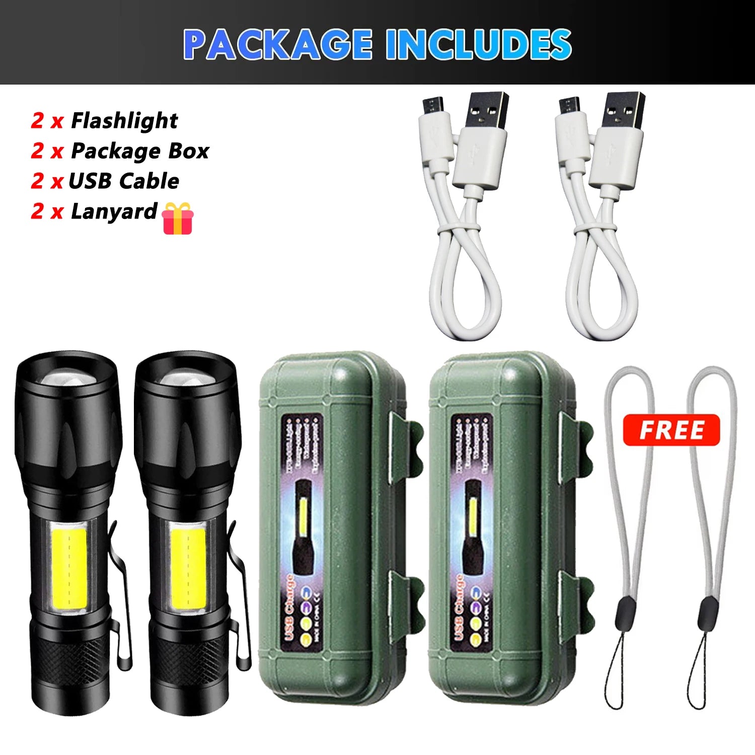 2000LM Tactical LED Flashlight with USB Charging & Power Bank | Big A Store