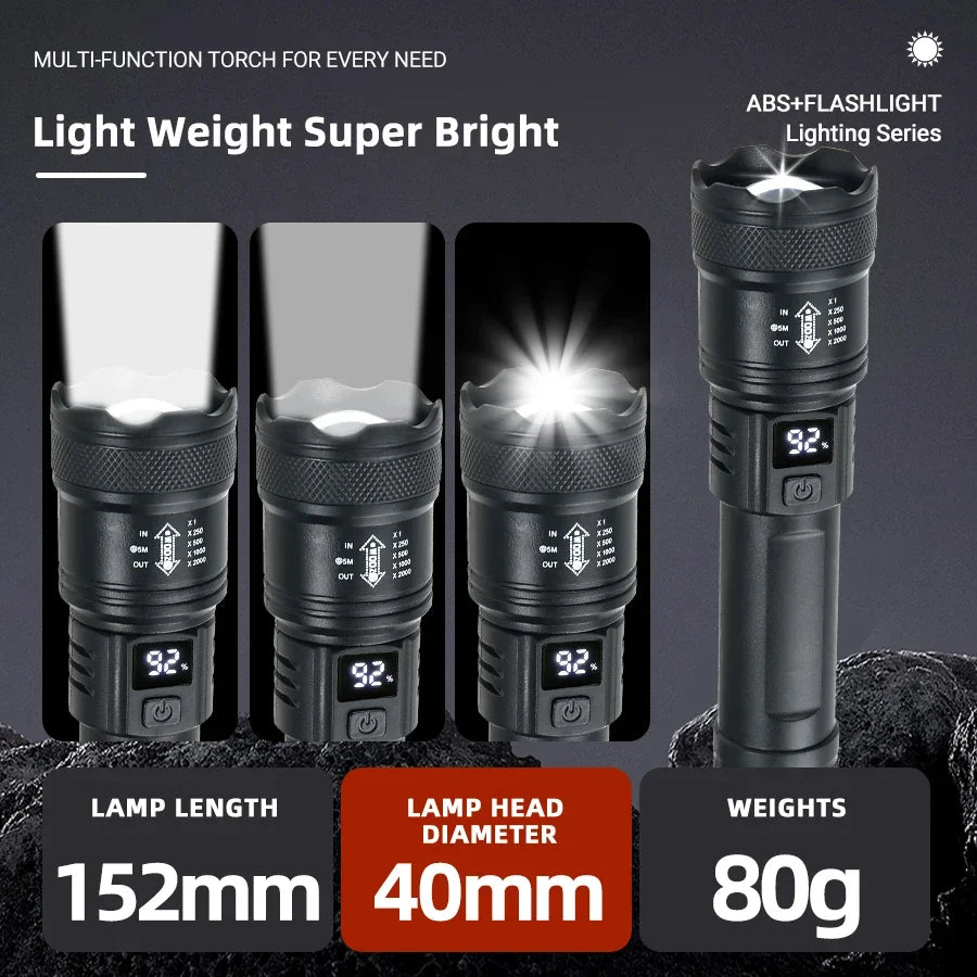 2000LM Tactical LED Flashlight with USB Charging & Power Bank | Big A Store