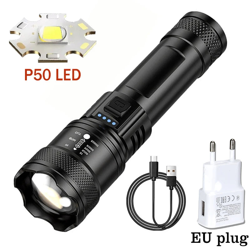 2000LM Tactical LED Flashlight with USB Charging & Power Bank | Big A Store