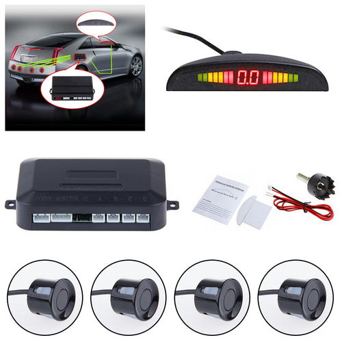 Universal Car Parking Sensor System - 4 Sensors LED Display