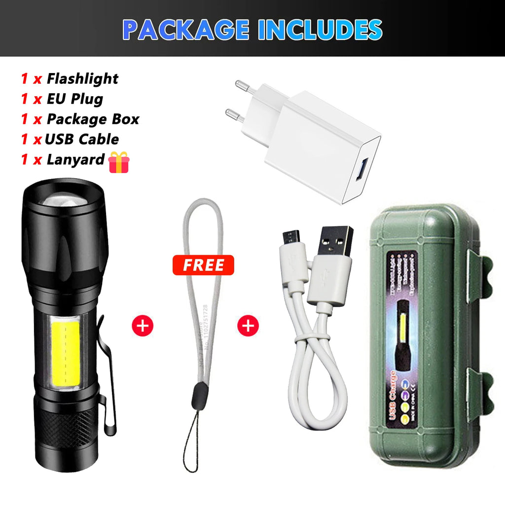2000LM Tactical LED Flashlight with USB Charging & Power Bank | Big A Store