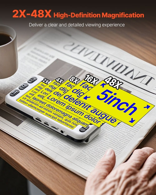 Portable Digital Magnifier, 127mm HD Electronic Video Magnifier for